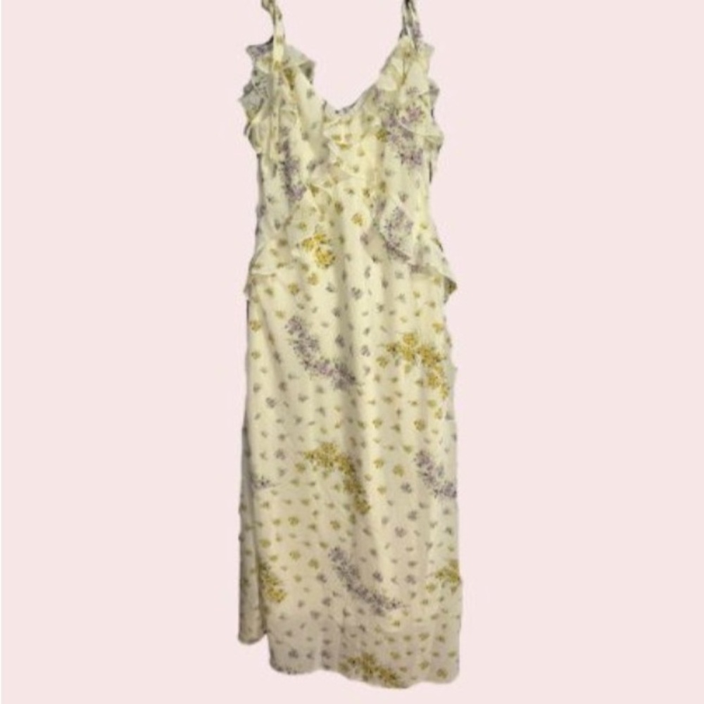 Steve Madden Yellow Floral Maxi Dress with Lavender Accents